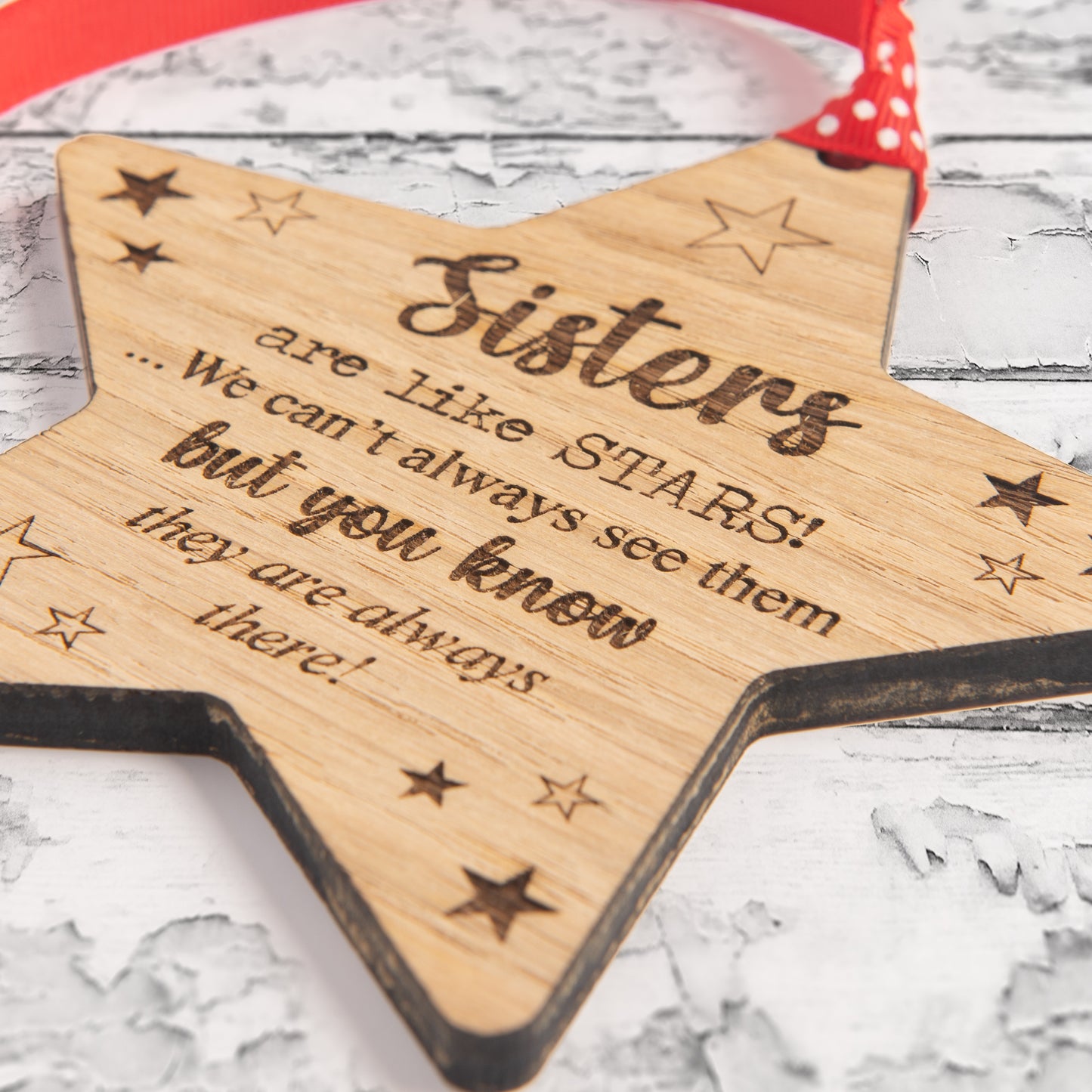 Sisters Are Like Stars -  Engraved Wooden Plaque